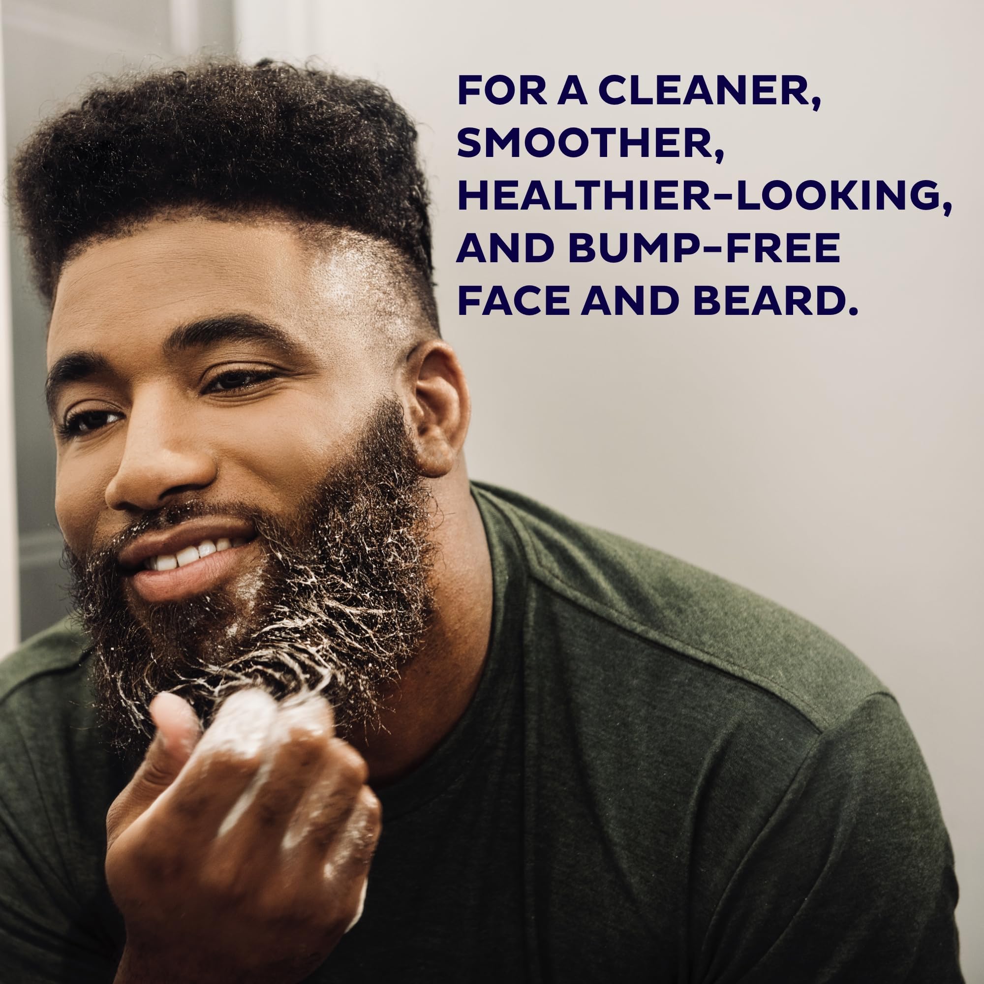 Exfoliating grains visibly reducing under-beard bumps during use