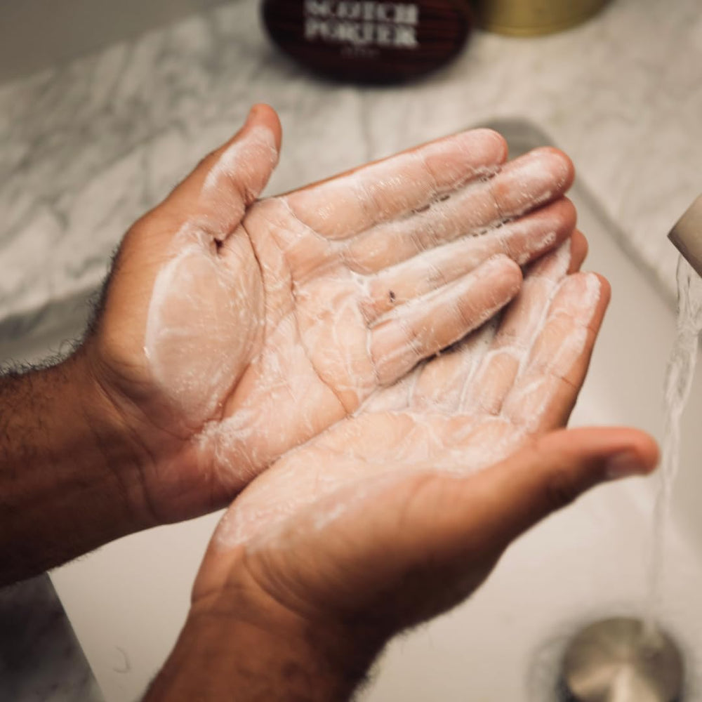 Scotch Porter Restoring Face Wash scent profile with citrus and Vetiver notes