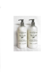 Scottish Fine Soaps Au Lait bottle-front with two 17.5 oz hand washes for daily cleansing.