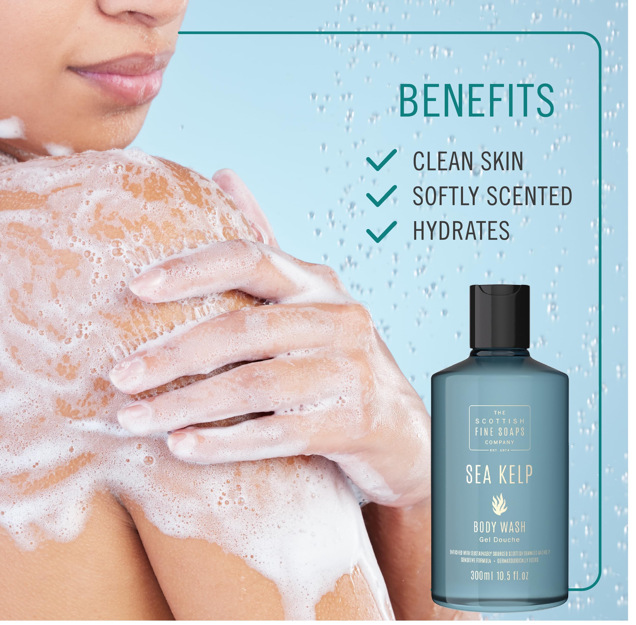 Eco-friendly recyclable packaging of Sea Kelp Marine Body Wash.
