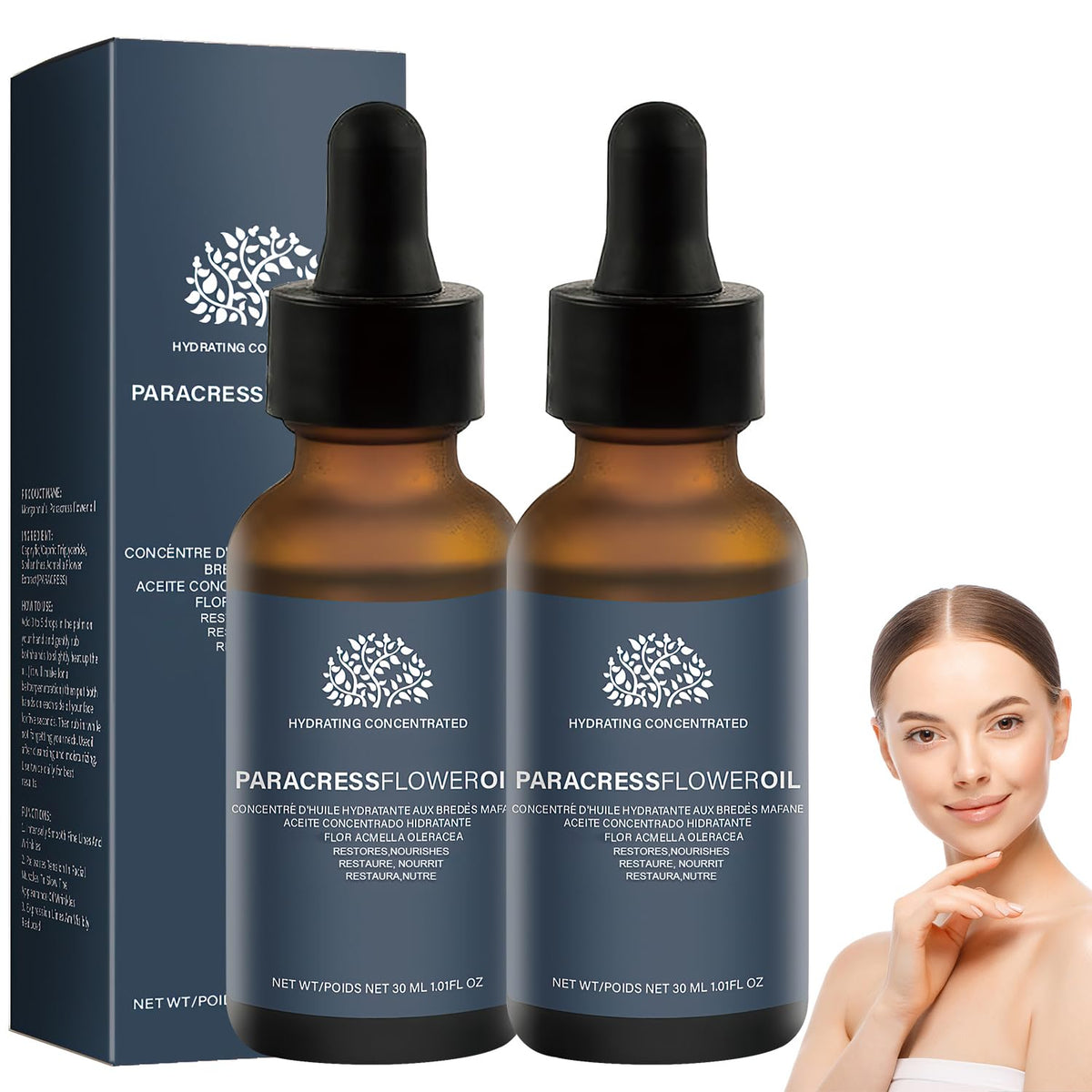 Scrlous Paracress Oil bottle pour enables easy daily hydration for radiant skin.