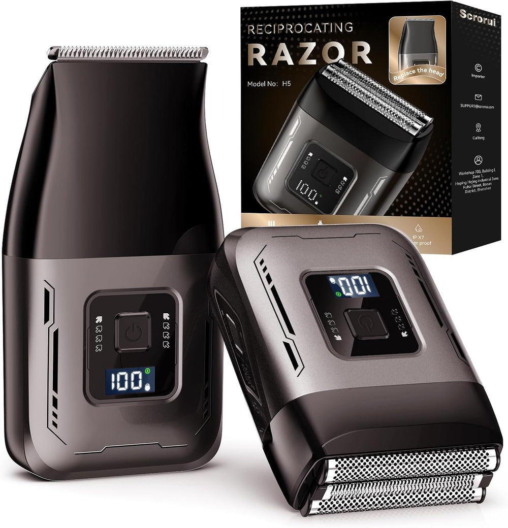 Scrorui cordless foil shaver front view for smooth, everyday facial grooming.
