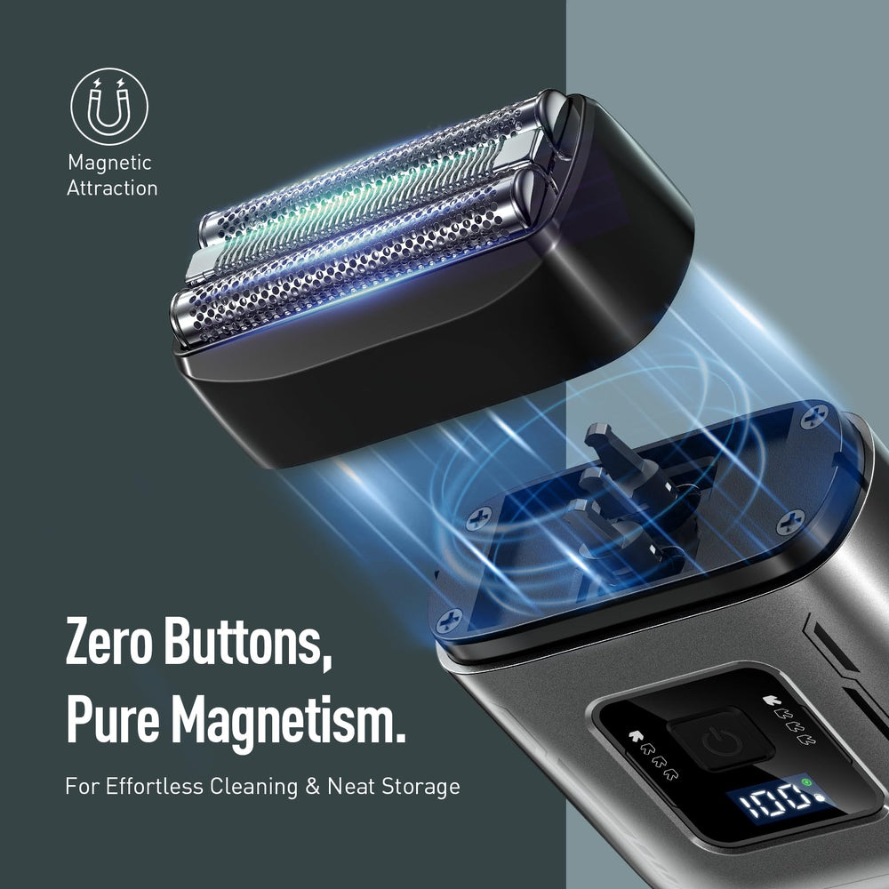Scrorui dual-head shaver with foil and trimmer for precise edges.