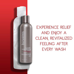 Scruples Clearet shampoo lather close-up; thorough cleansing for scalp comfort.