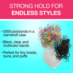 Conair Scunci assorted colors keep styles vibrant while securing braids, ponytails, or space buns.