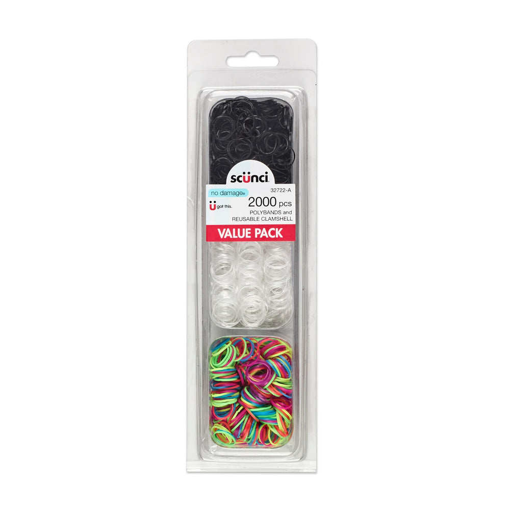 Conair Scunci clear elastic hair ties in black, clear, and multi colors for everyday hold.