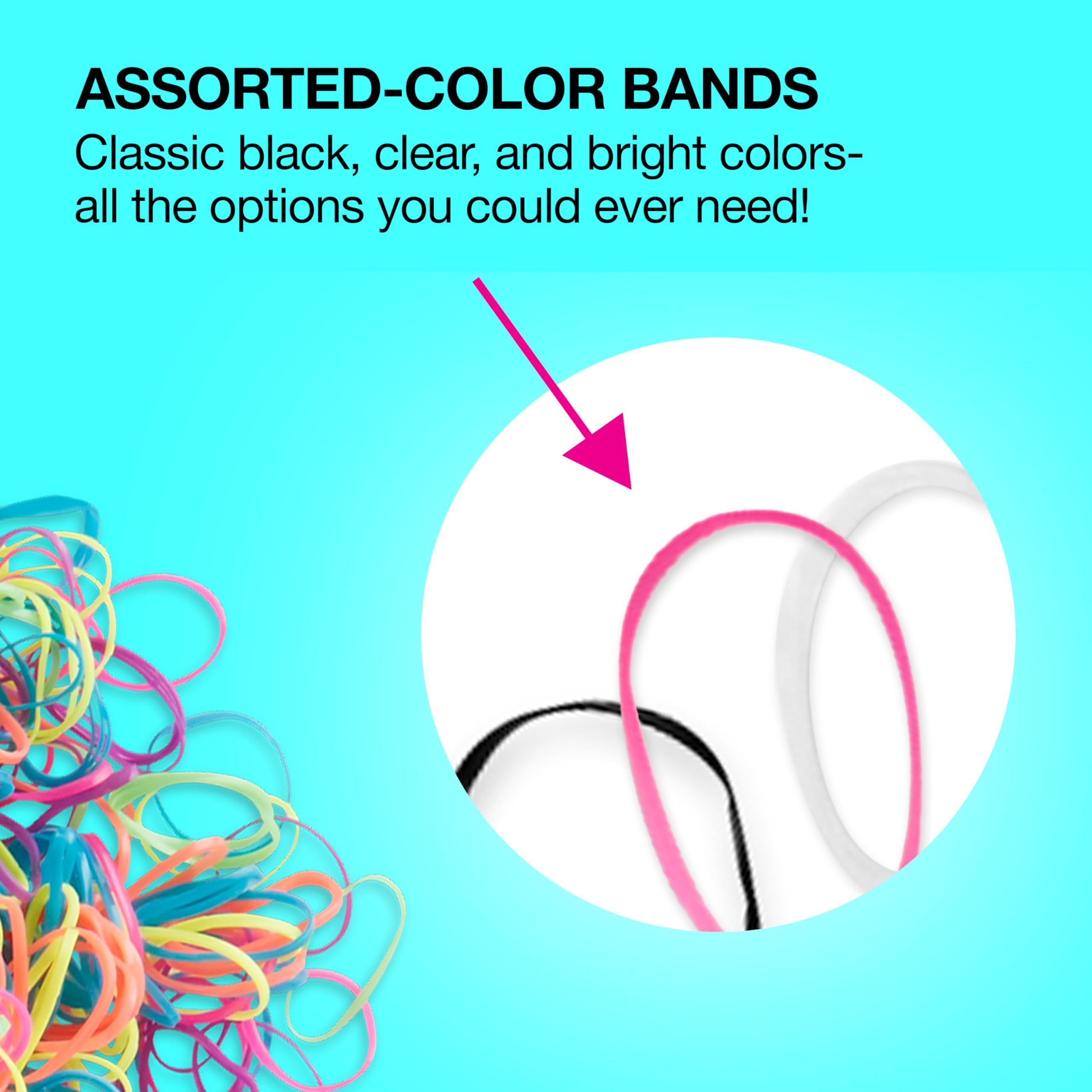 Conair Scunci hair ties come in a resealable clamshell for tidy on-the-go storage.