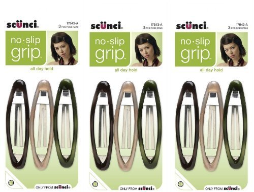 Scunci no-slip grip oval snap clip secures updos and tames stray hair.