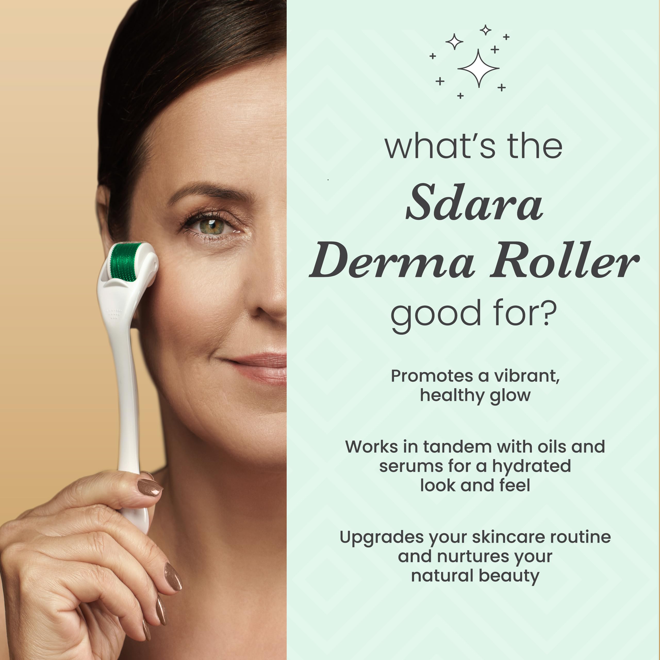 Sdara Skincare Derma Roller packaging shows convenient travel-ready design.