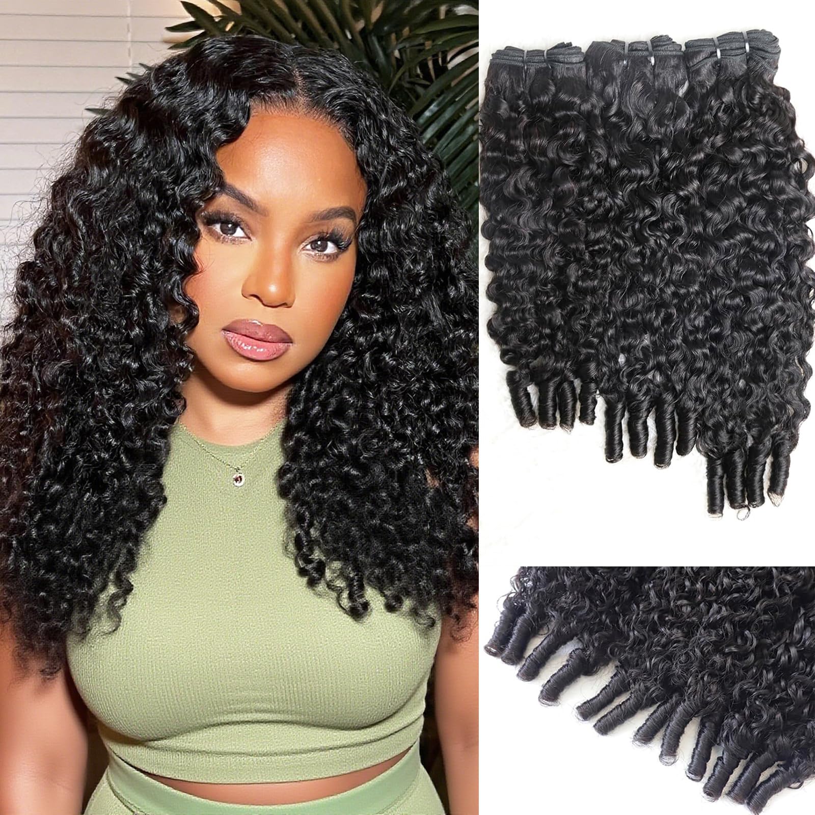 Sdferlin Burmese Curly Bundles spiral end for smooth, natural curls.