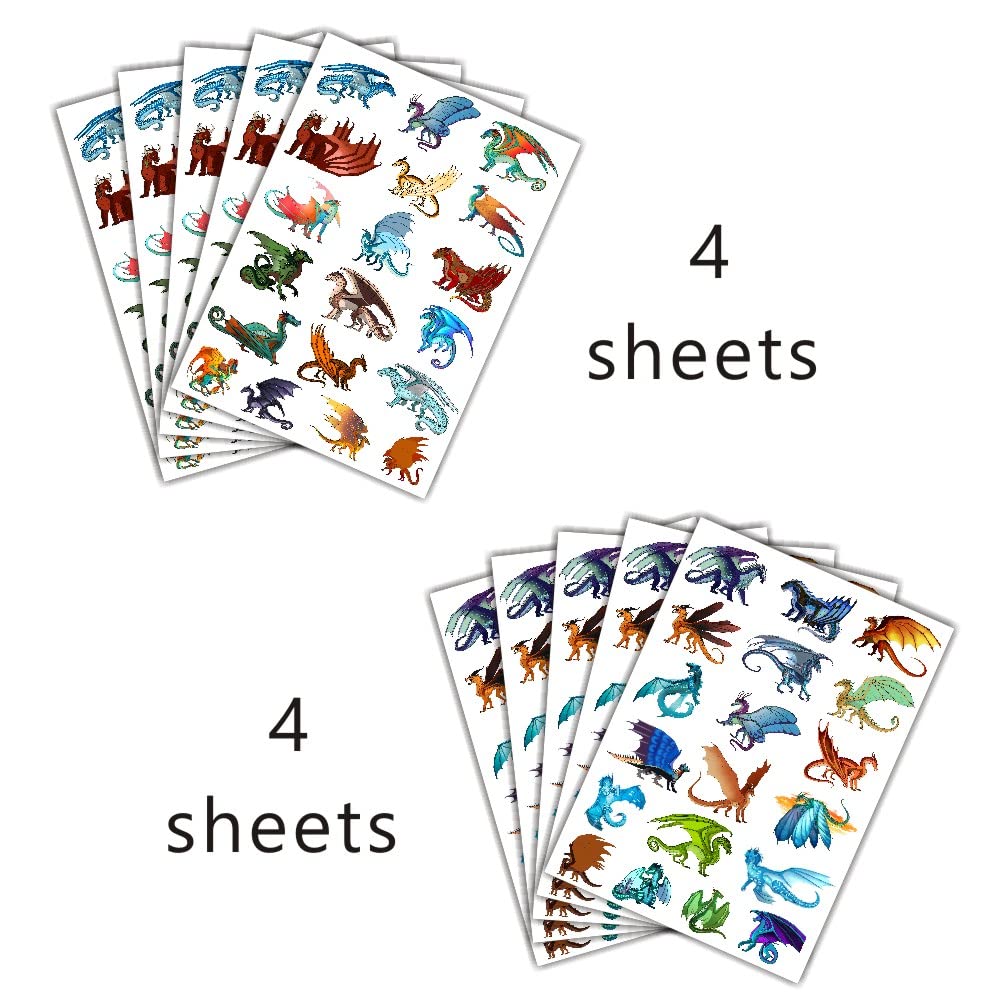 SDONY Wings of Fire tattoo sheet with varied characters to spark party creativity