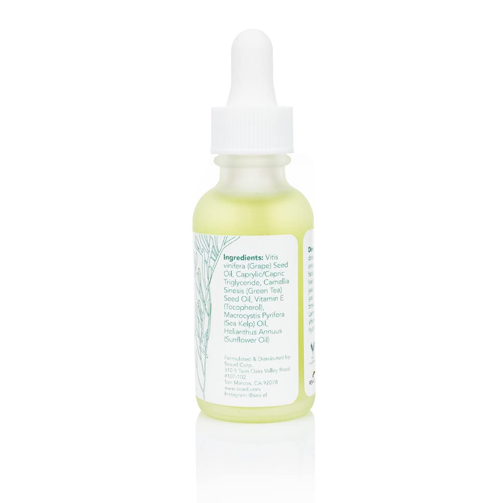 Sea-El Matcha Face Oil drop application demonstrating quick absorption