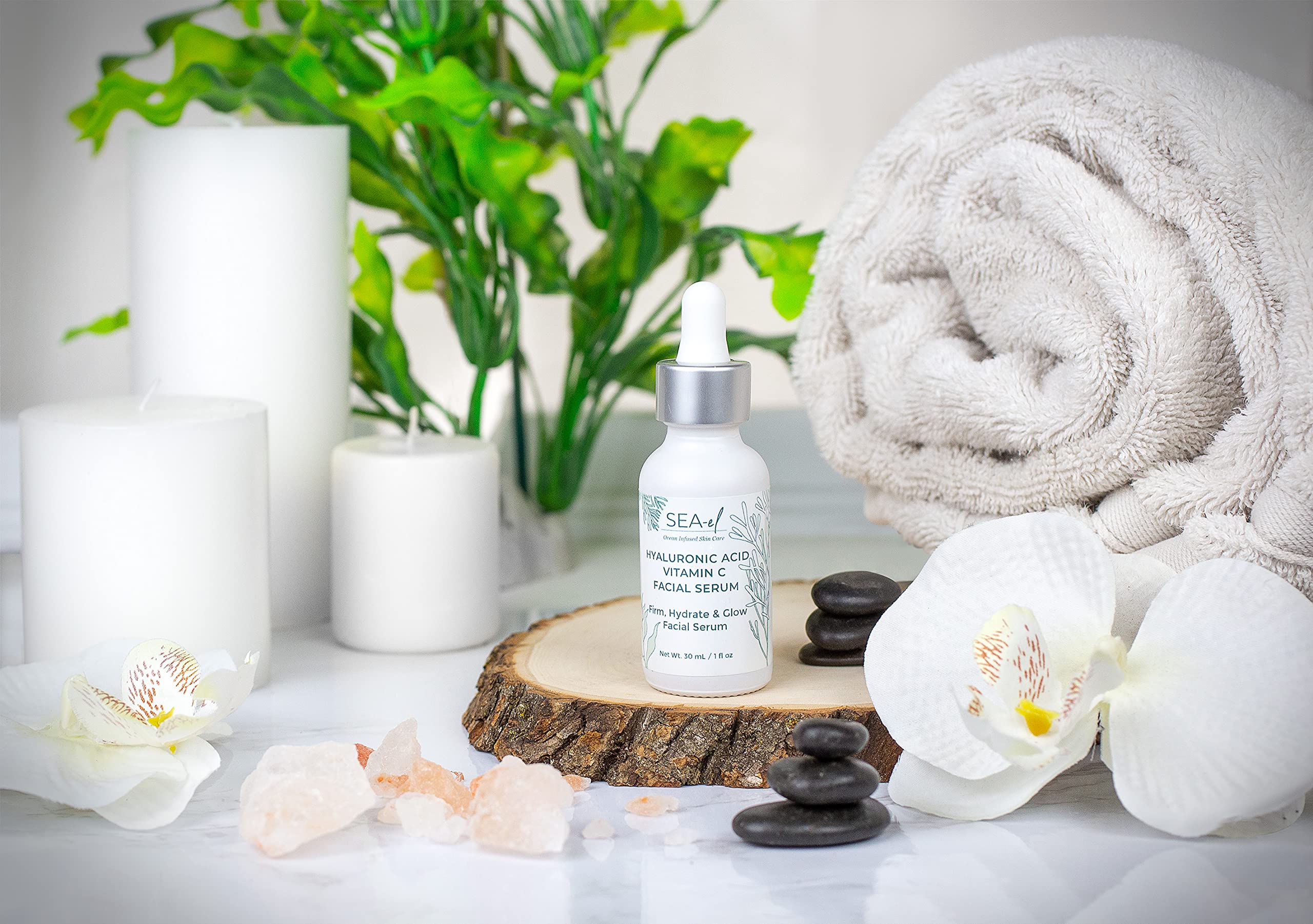 Eco conscious packaging of Sea-El Serum Drops for sustainable beauty routine.
