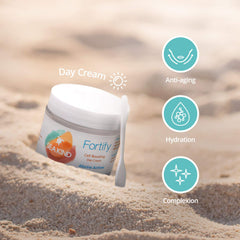 Close-up of Sea Kind Fortify Day Cream texture, showcasing creamy, smooth consistency.