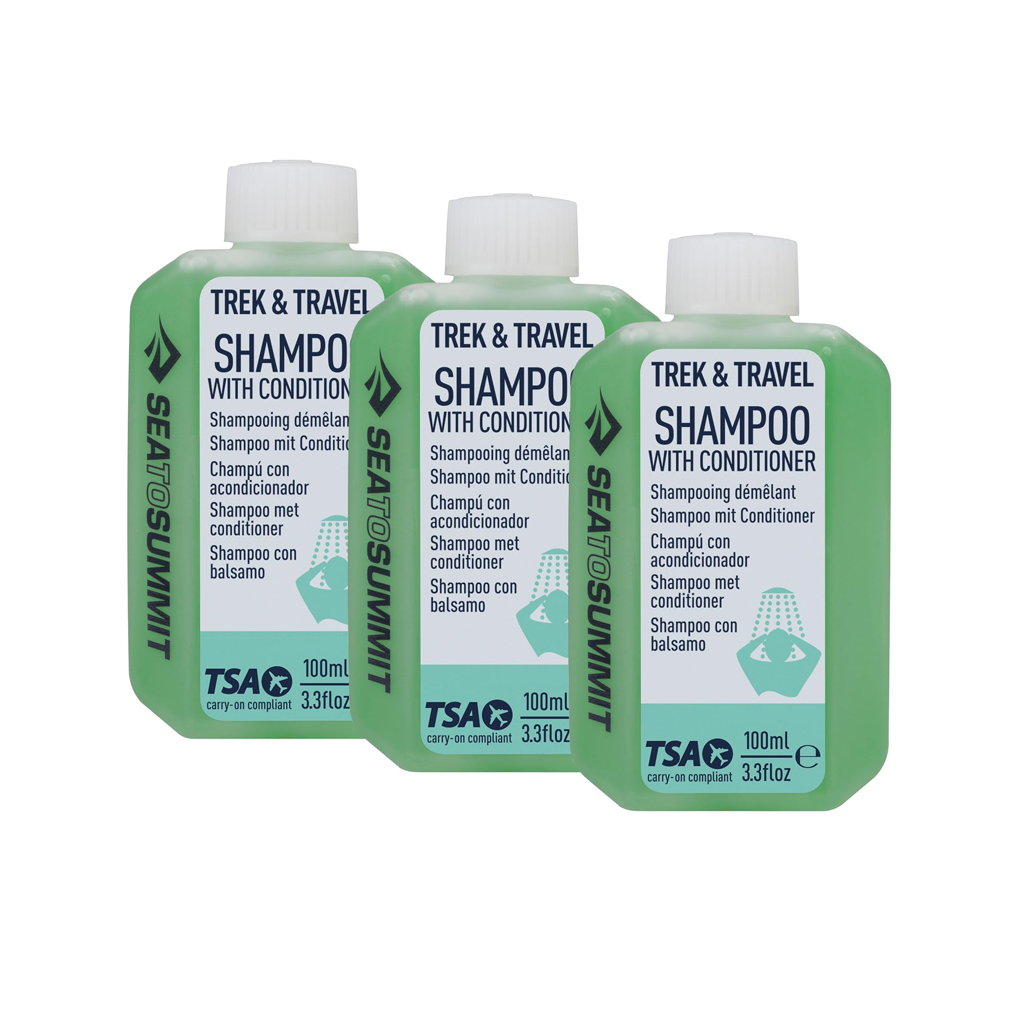 Sea to Summit Trek bottle, compact travel conditioning shampoo for on the go