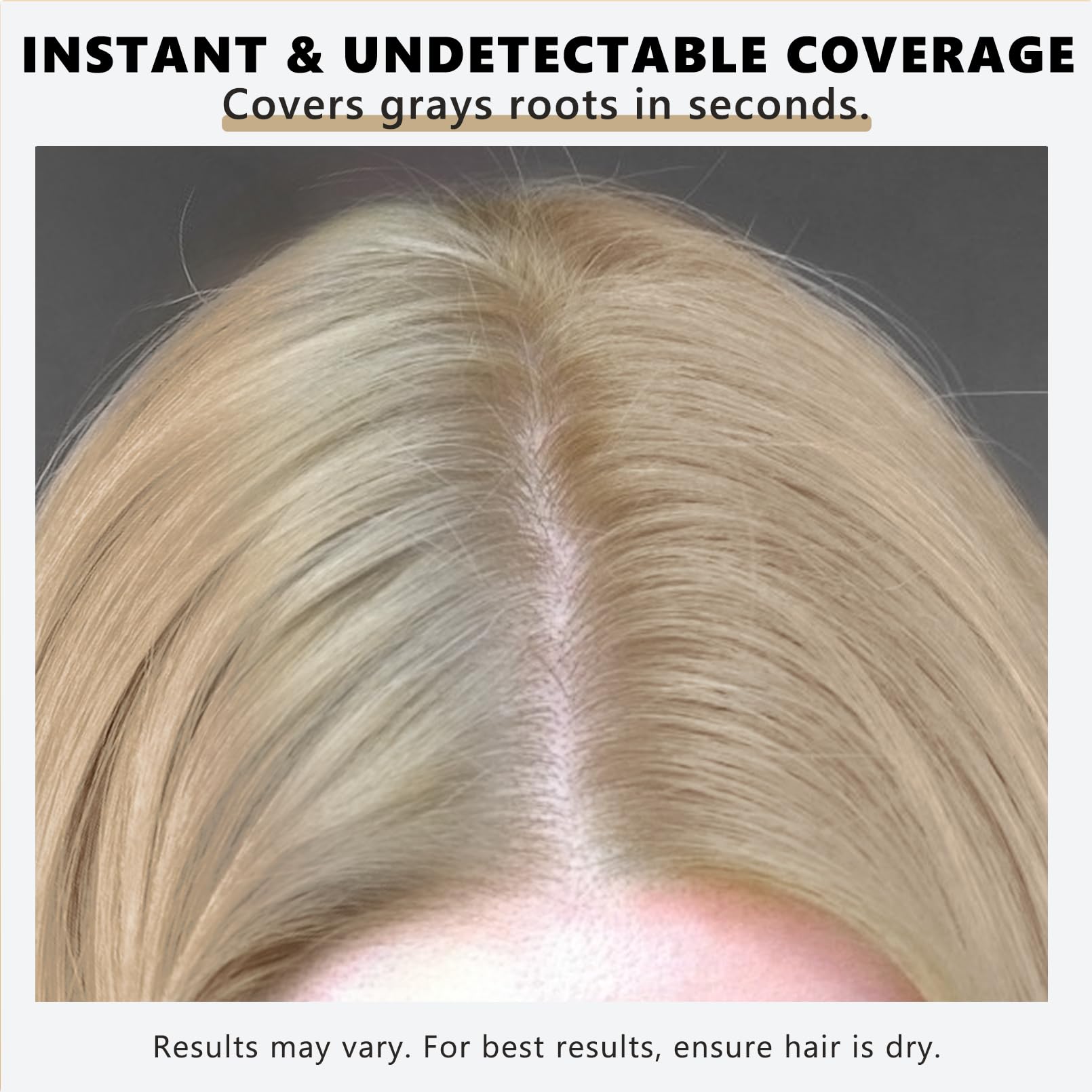 Seaboll angled brush for precise root touchups along hairline and part.