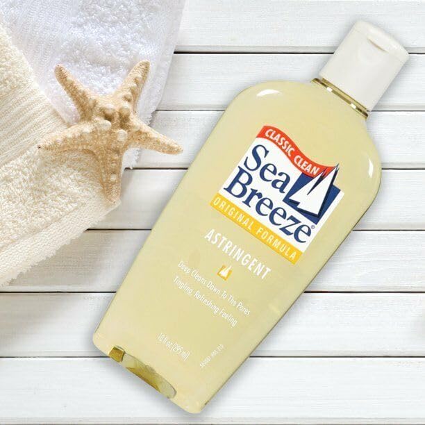 Sea Breeze Astringent Original packaging on display showing three bottles.