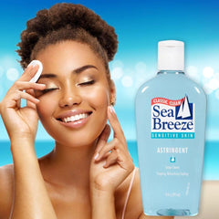 Seabreeze Sensitive Skin Astringent ingredients closeup reveals gentle cleansing blend.
