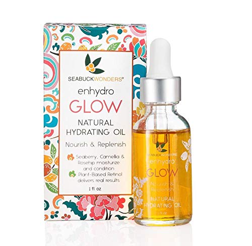 SEABUCKWONDERS Enhydro Glow Oil bottle—a lightweight hydrating serum for sensitive skin