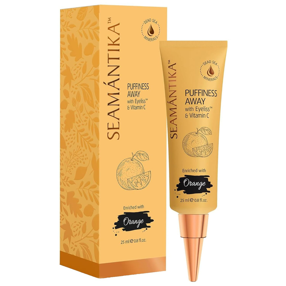 SEAMANTIKA Puffiness Away Eye Cream packaging—sleek jar that signals quick under-eye refresh