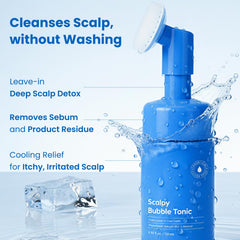 Seapuri Bubble Tonic applying to scalp, soothing irritation and oil control