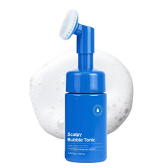 Seapuri Bubble Tonic bottle and foam, cooling cleanse for oily roots