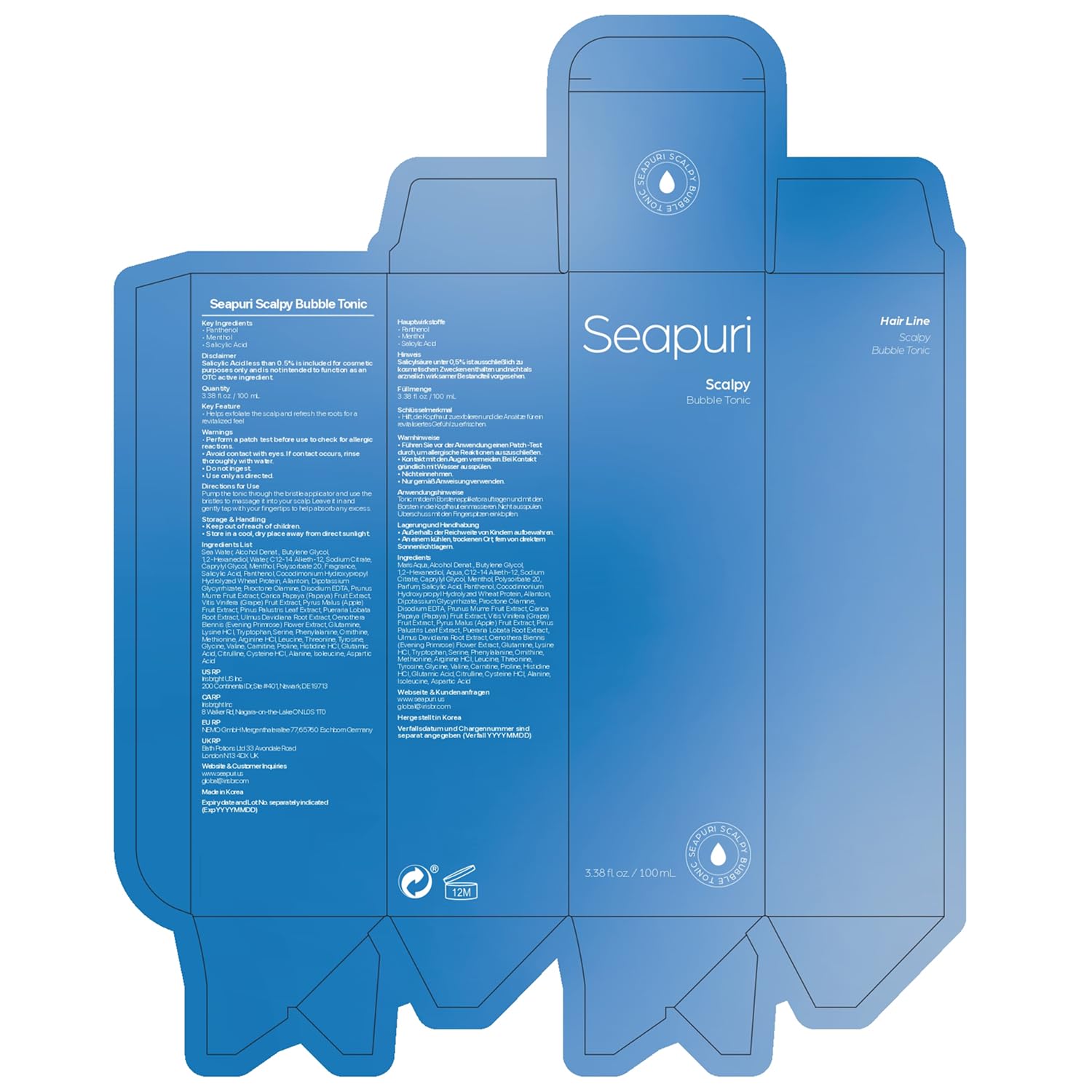 Seapuri Bubble Tonic packaging shot, easy pump bottle ready to use