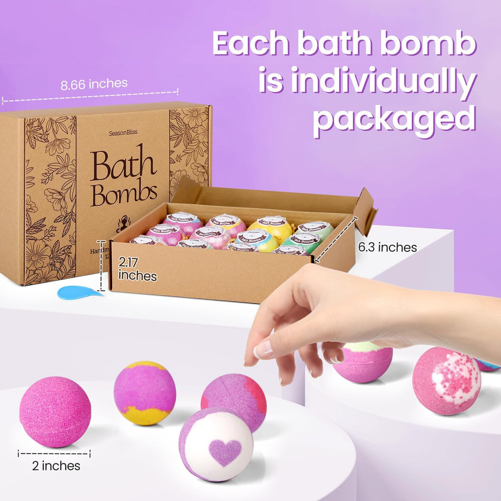 SeasonBliss bath bombs individually wrapped to preserve fragrance for gifting.