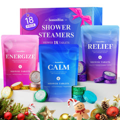 SeasonBliss shower steamers 18-pack, spa-like shower ritual with six scents