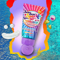 Seastar Sparkle rainbow glitter application on skin during sunny outings.