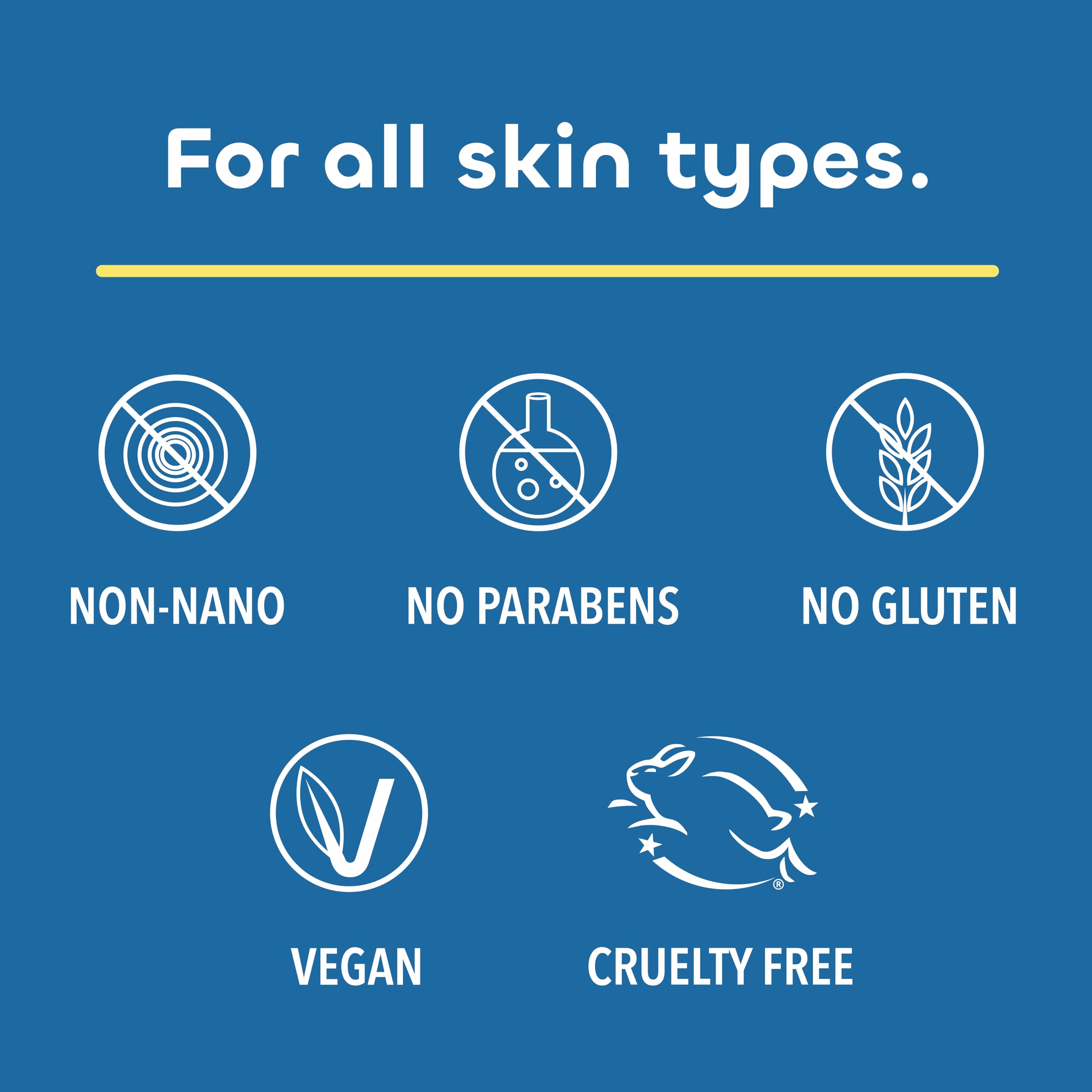 The product highlights non-nano zinc oxide formula for even coverage.