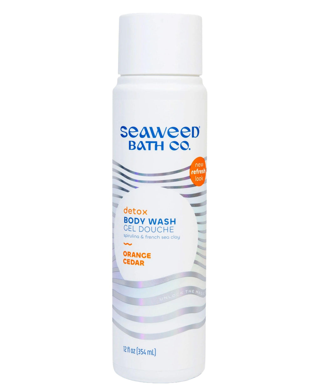 The Seaweed Bath Co. Detox Body Wash bottle with orange cedar aroma for refreshing cleanse.
