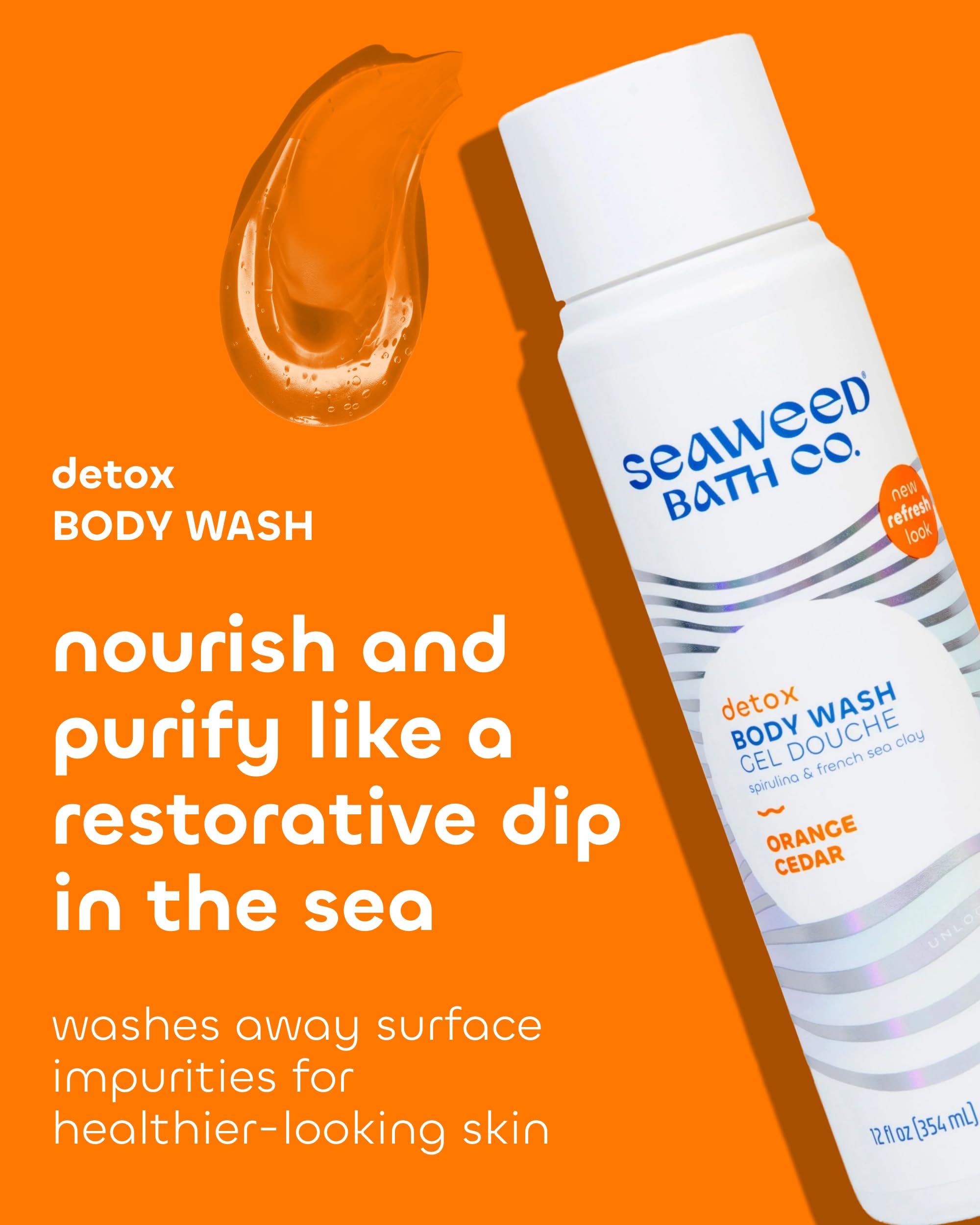 Seaweed Bath Co. Detox Body Wash foamy lather for a skin-softening cleanse.