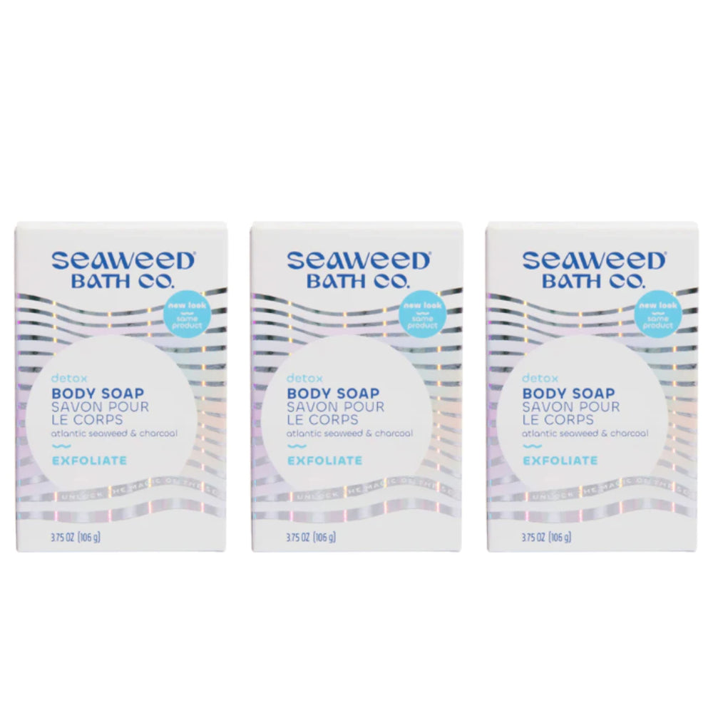 The Seaweed Bath Co. Exfoliate Detox Soap bars for gentle exfoliation and smoother skin.