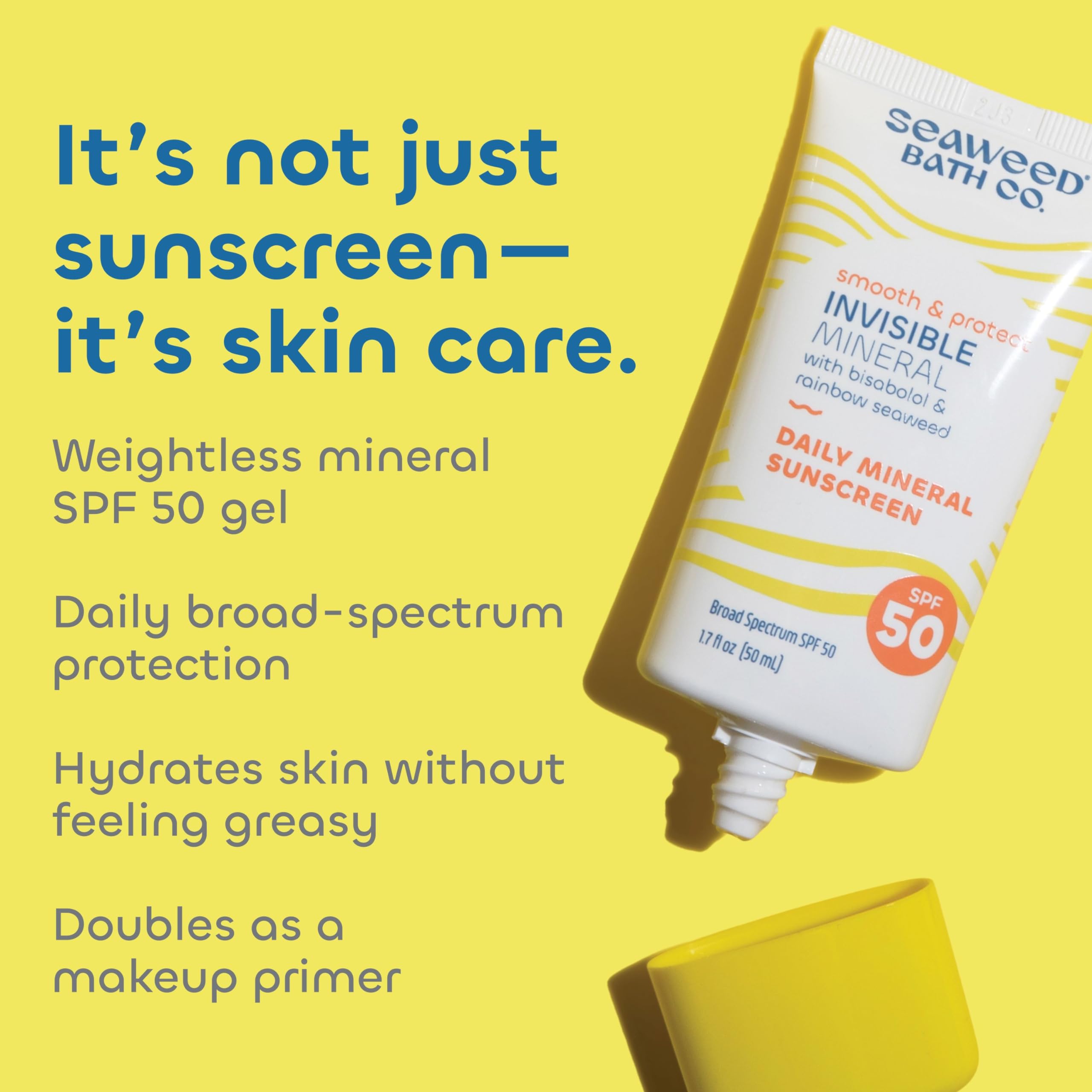 The Seaweed Bath Co. SPF50 gel being applied to the face for a breathable finish.