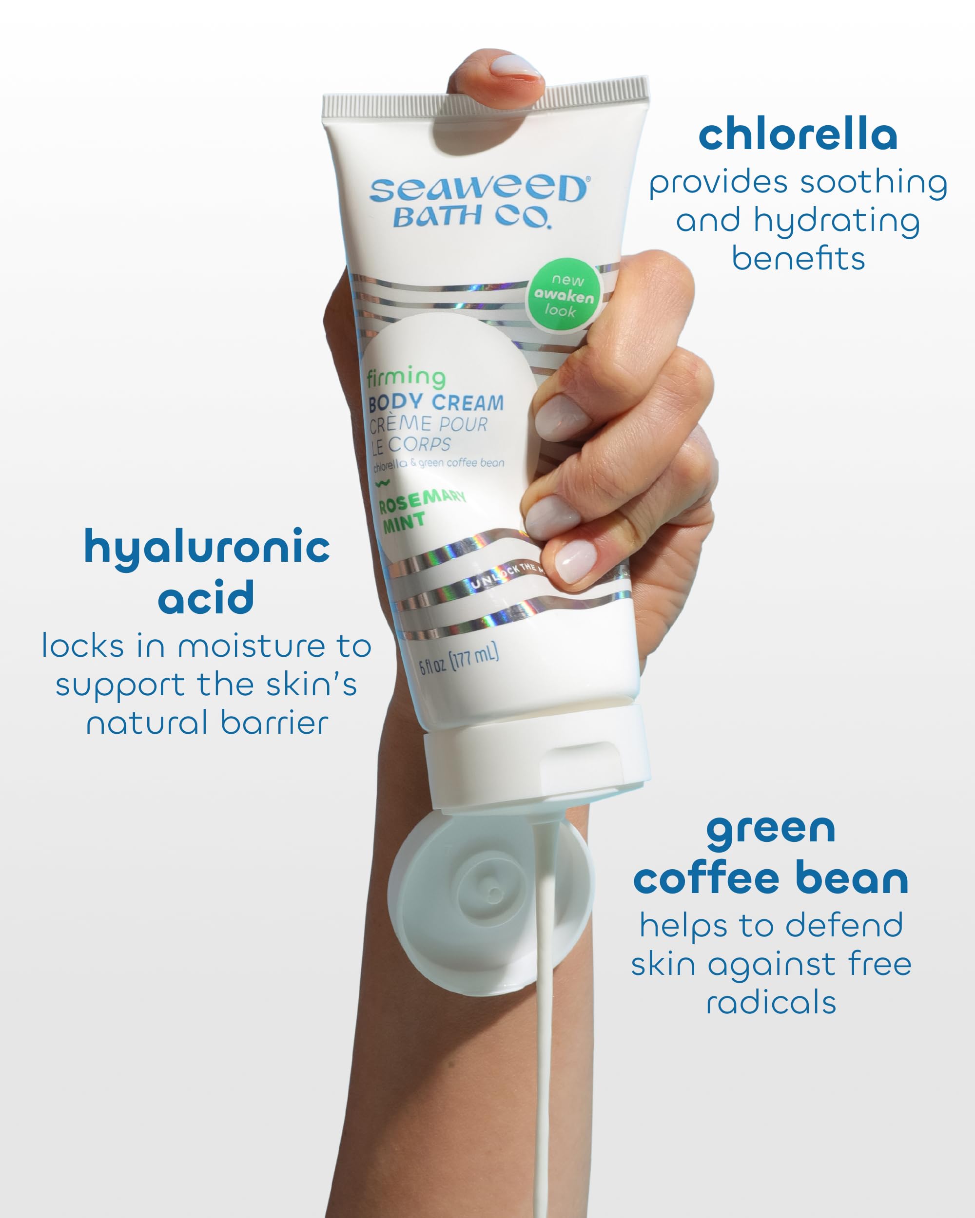 Seaweed Bath Co. key ingredients seaweed and chlorella for refreshed skin.