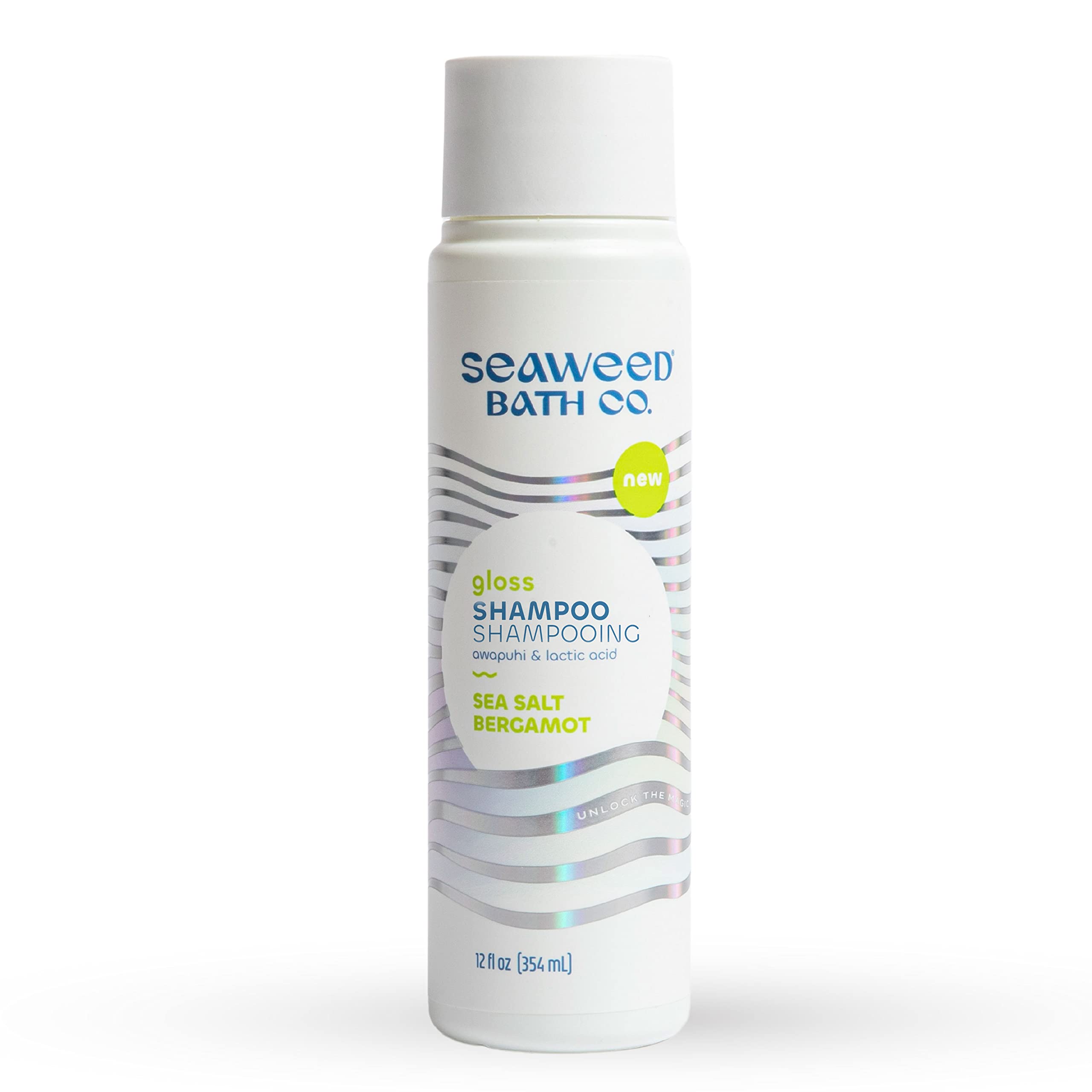 The Seaweed Bath Co gloss shampoo bottle offers color-safe hydration for all hair types
