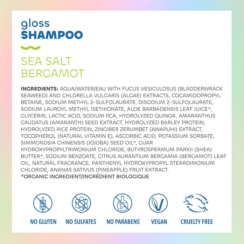 Seaweed Bath Co gloss shampoo ingredients with quinoa nourish moisture and shine