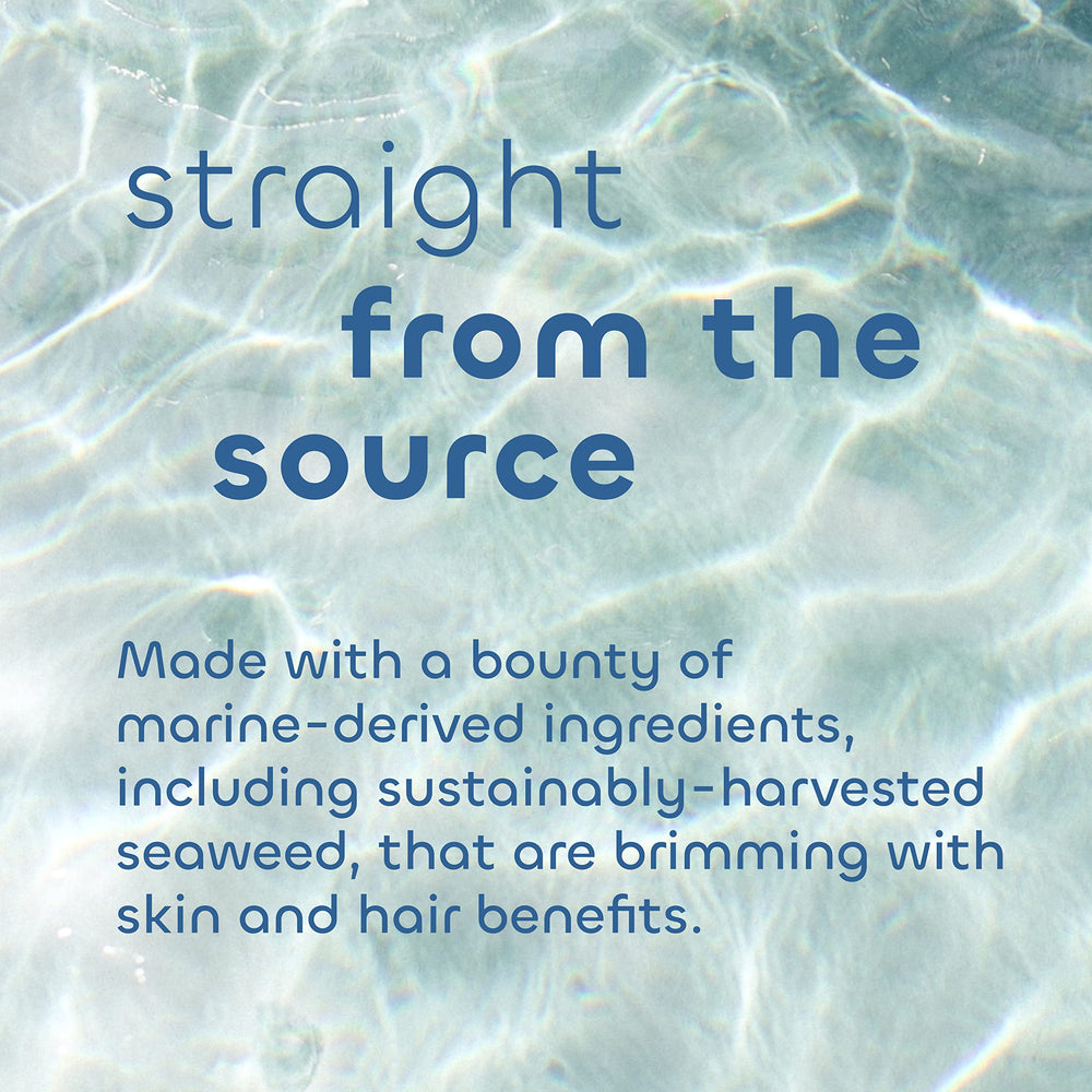 Seaweed Bath Co. Green algae ingredient signals nutrient-rich formula for healthy-looking hair.