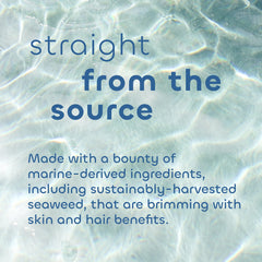 Seaweed Bath Co. Green algae ingredient signals nutrient-rich formula for healthy-looking hair.