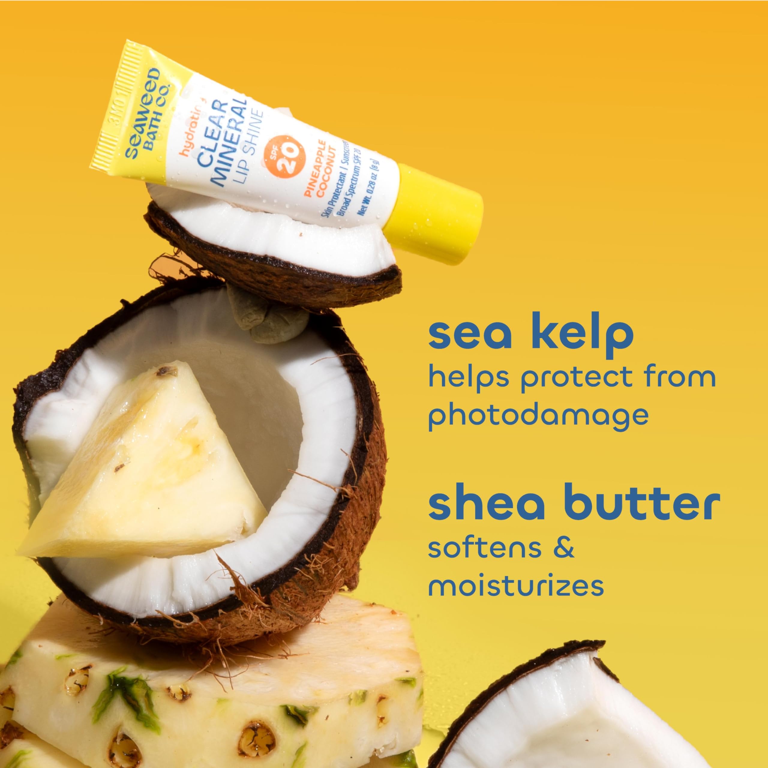 Seaweed Bath Co. pineapple coconut flavor lip balm for daily use.