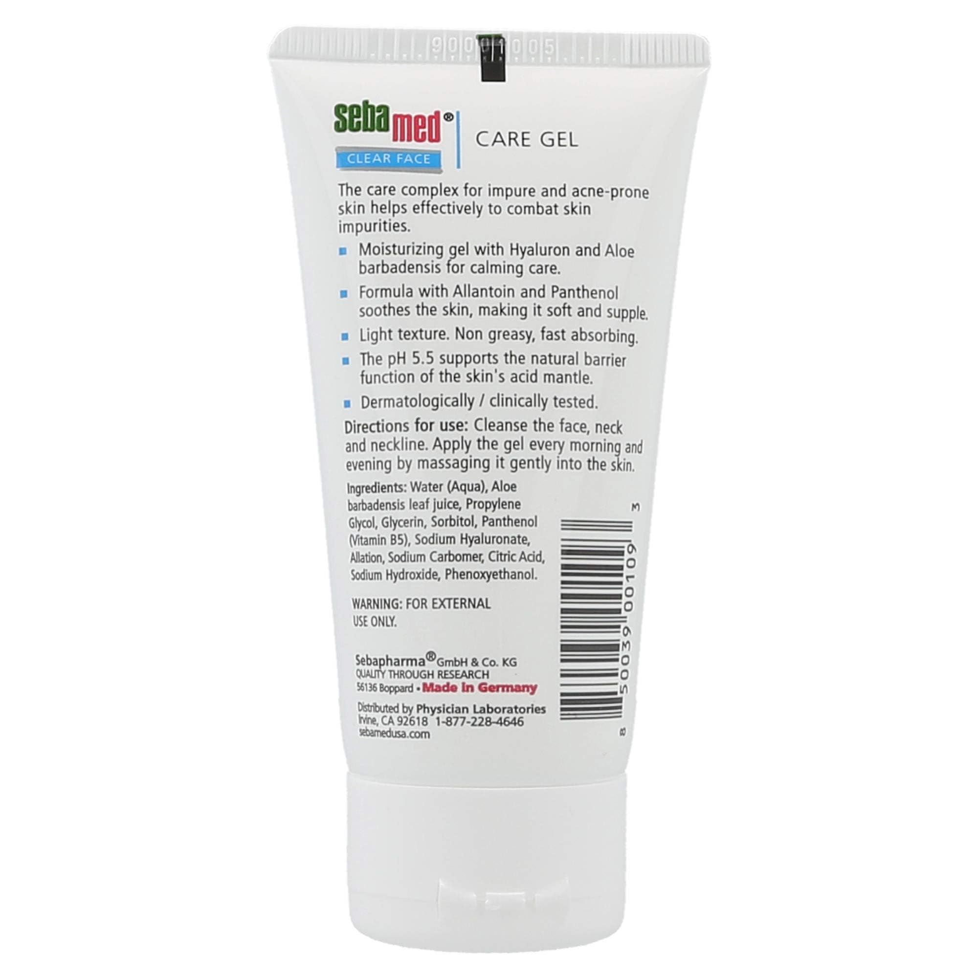 Close-up texture of SEBAMED gel highlighting non-greasy hydration.