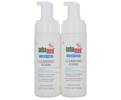 Sebamed Clear Face Cleansing Foam close-up showing creamy lather for gentle oil removal.