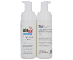 Sebamed cleansing foam texture on skin—gentle foamy action to cleanse pores.