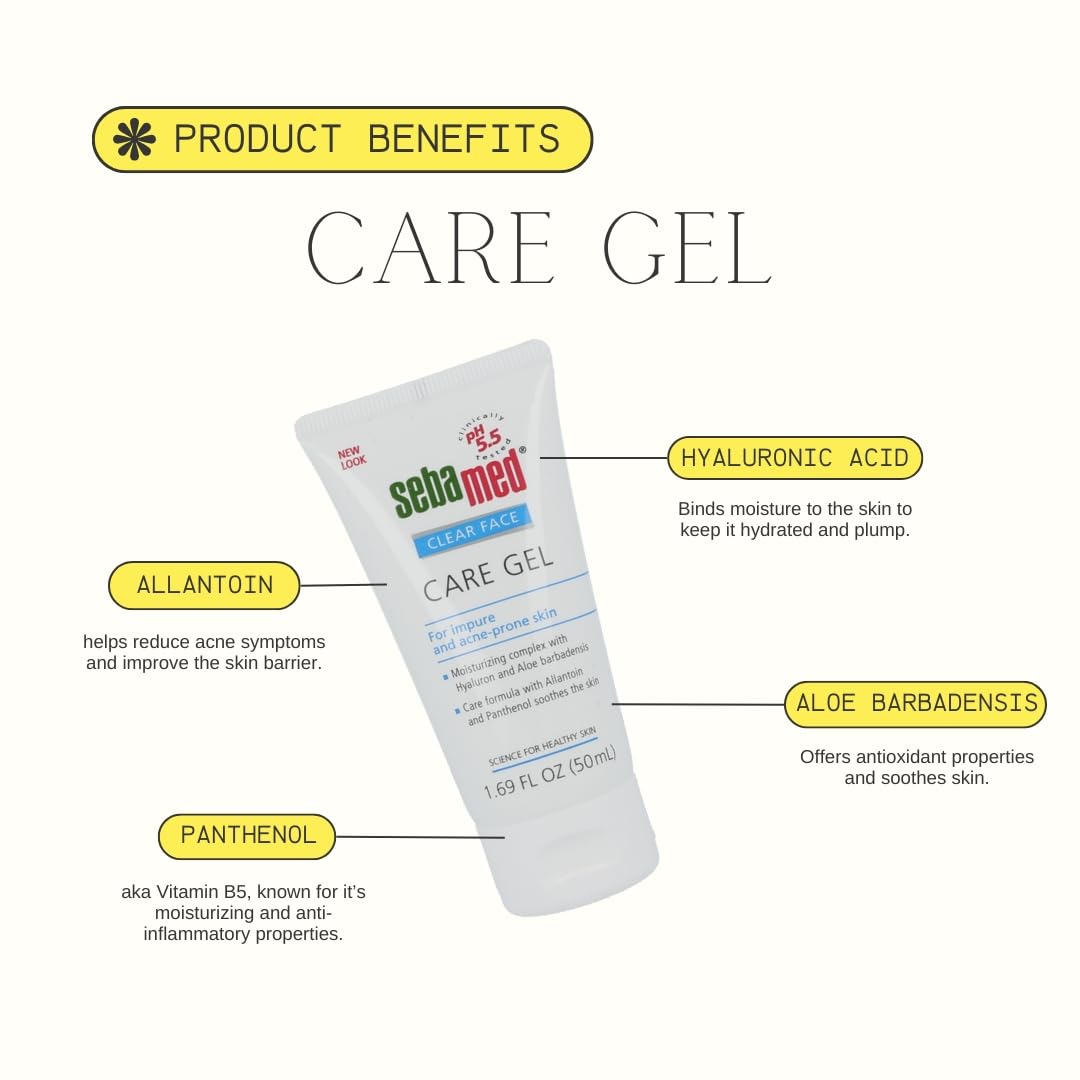 SEBAMED Clear Face Gel hygienic packaging top view emphasizes clean application.