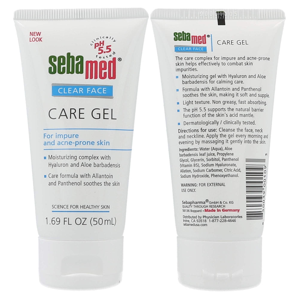 SEBAMED Clear Face Gel texture closeup showing lightweight, non-greasy formula.