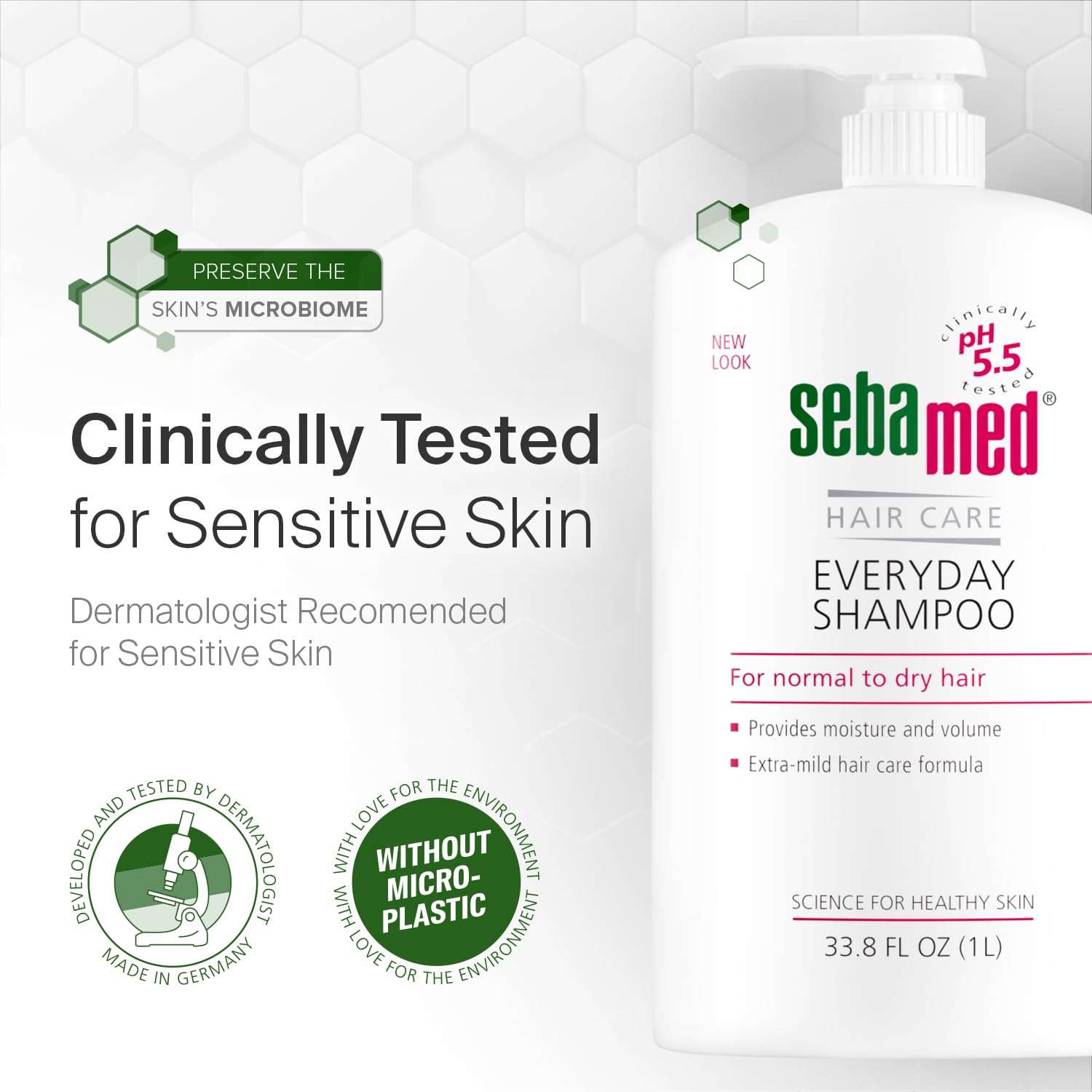 SEBAMED Everyday Shampoo bathroom-scene suggesting family-friendly care and safe cleansing