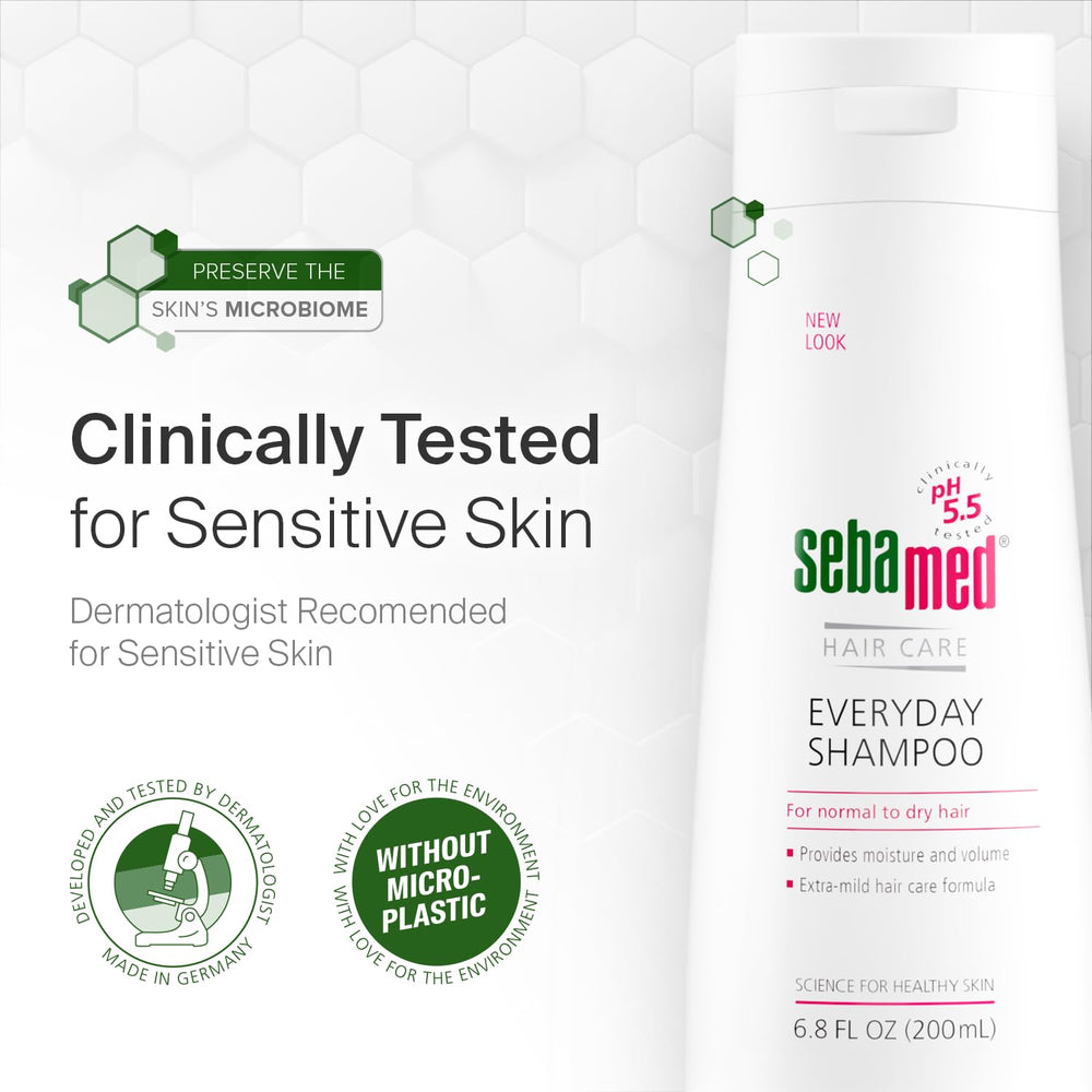 SEBAMED Everyday Shampoo suitable for all hair types and sensitive scalps.