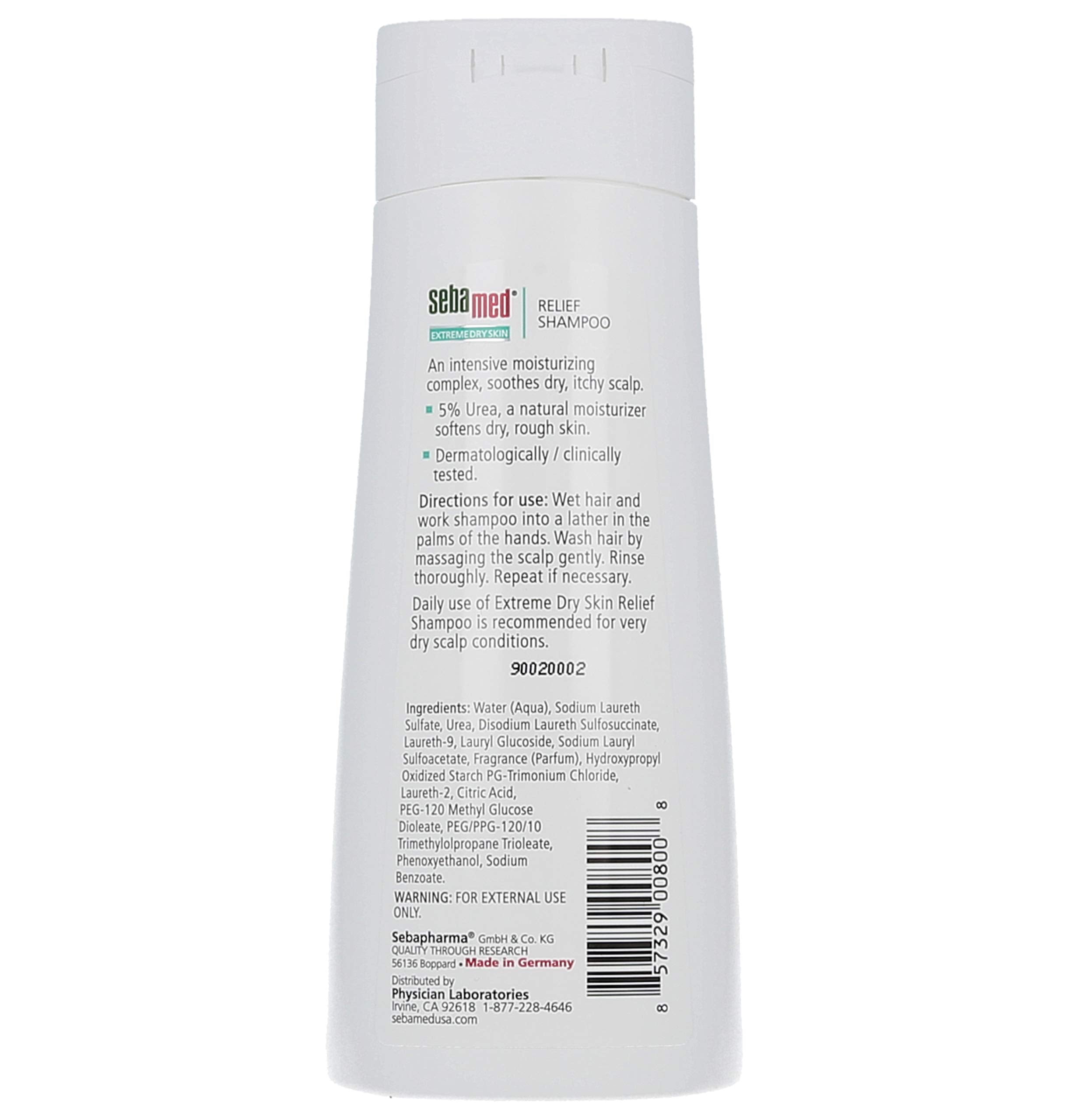 SEBAMED Extreme Dry Skin Relief Shampoo bottle cap closeup emphasizing secure handling