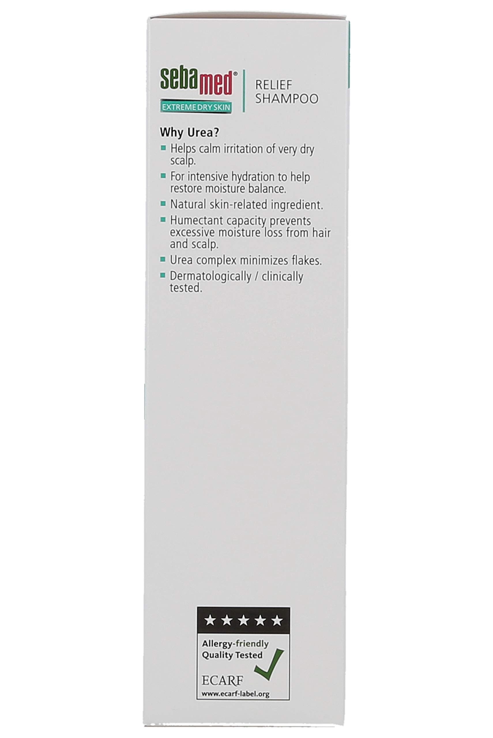 SEBAMED Extreme Dry Skin Relief Shampoo bottle top closeup suggesting easy use